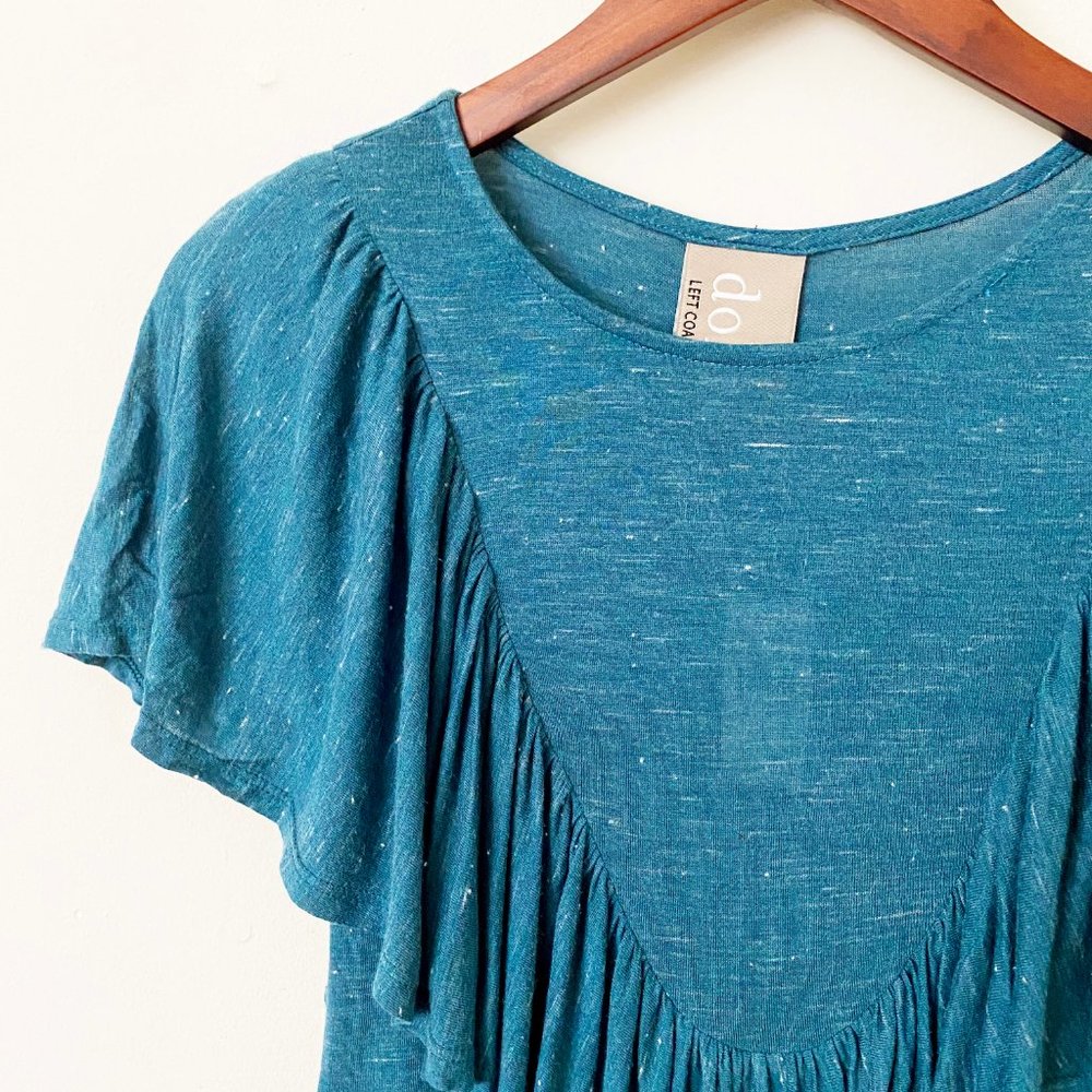 Anthropologie Dolan Boho Ruffle Top, Turquoise